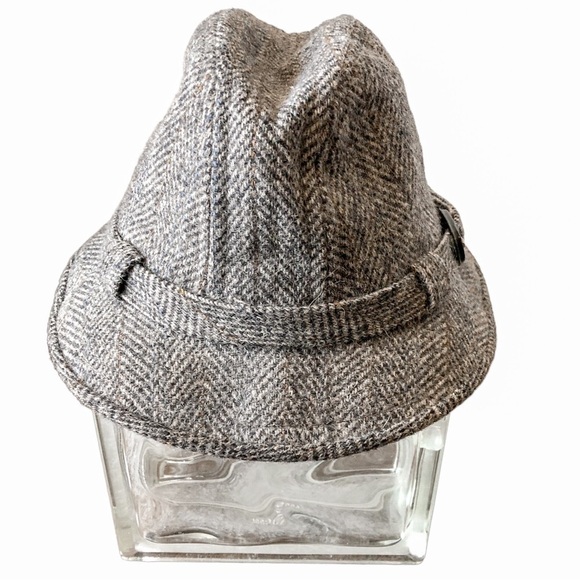 Kangol Wool Herringbone Fedora Hat Gray Medium - Picture 3 of 6